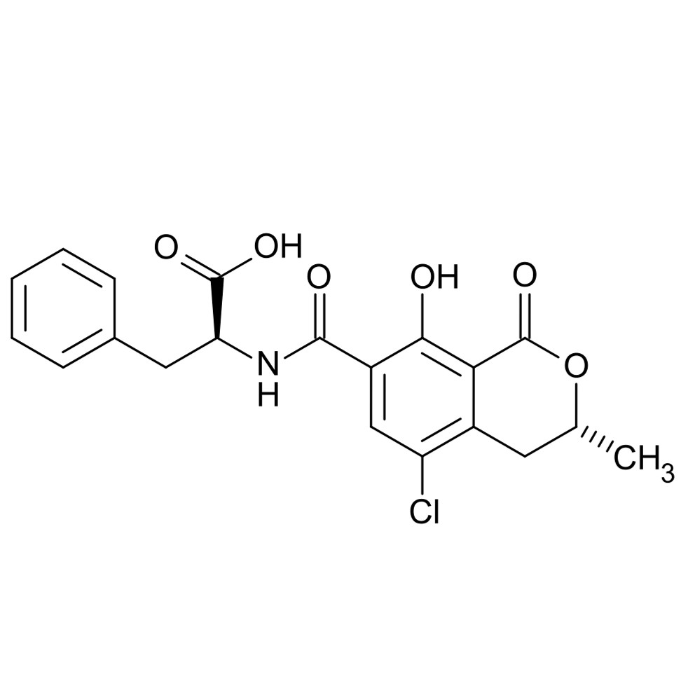 Structural formula of ochratoxin A.