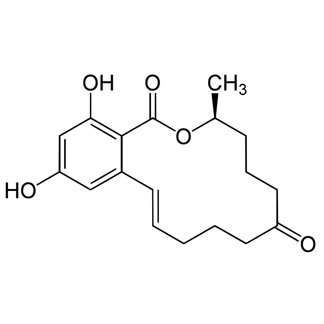 Structural formula of zearalenone.