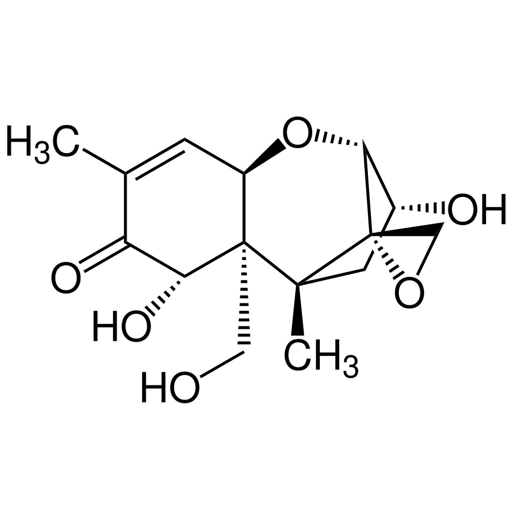Structural formula of desoxynivalenol.