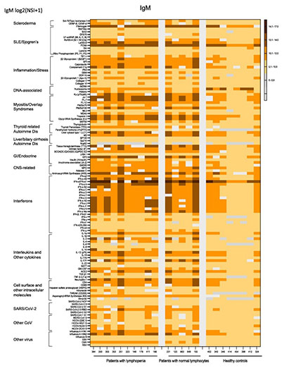 Protein microarray analysis of broad autoantibody responses in COVID-19.