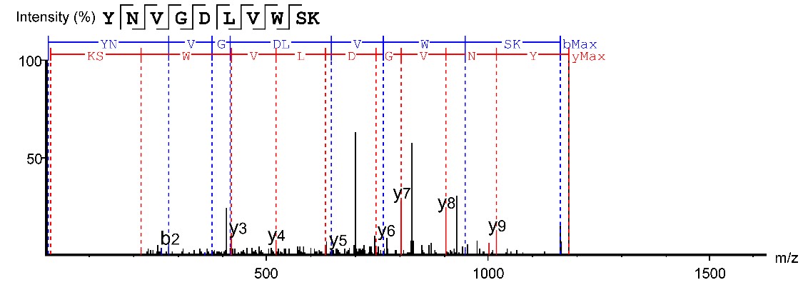 Ion peak of target protein.