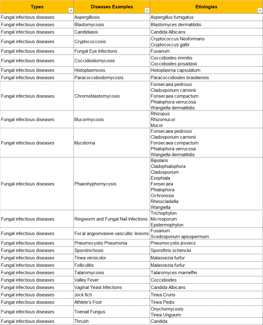 What are the Types of Fungal Infections