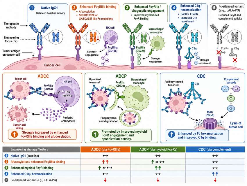 Fc Receptor Polymorphisms and Antibody Engineering Impact on ADCC and CDC